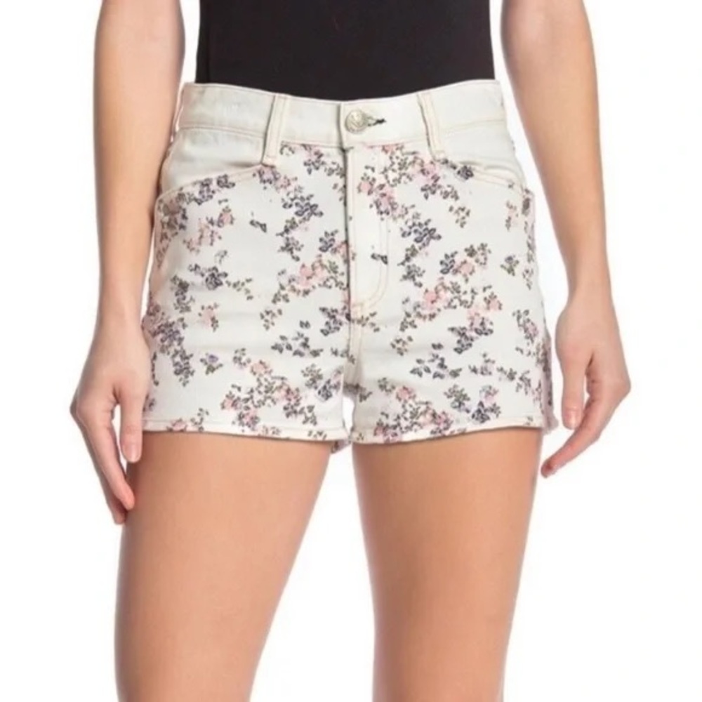 rag & bone Floral Jean Shorts - Cream and Pink
